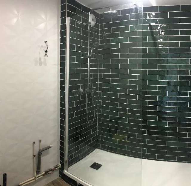 salle de bain avec carrelage