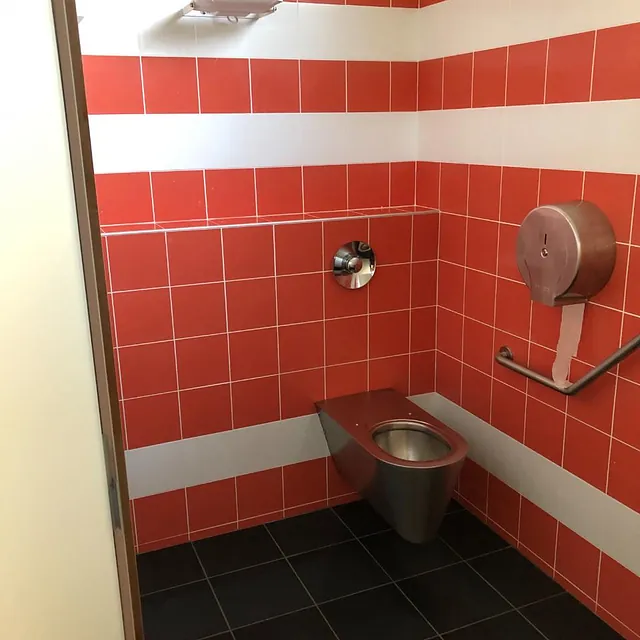 douche avec carreaux rouges
